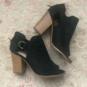 Black open toe booties